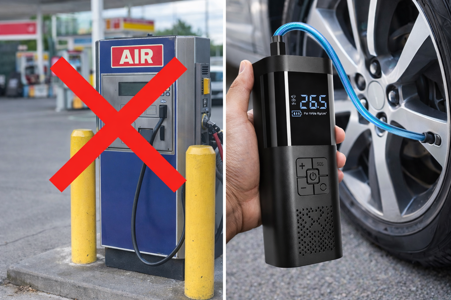 Every time you go to a gas station and wait in line, and in the end the machine doesn't work? A portable pump anywhere, anytime!