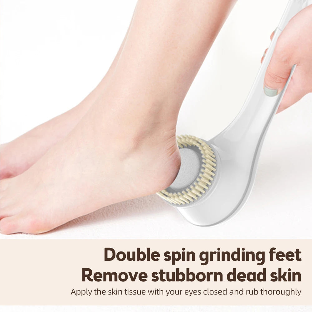 Electric shower brush, rechargeable, waterproof IPX7, 3-speed 6-in-1, wireless shower brush head, lazy scrubbing tool