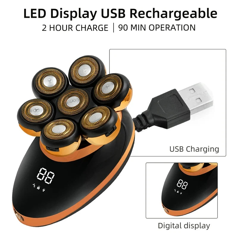 מספיק עם החתכים ומספיק עם הגירויים ❌ מכונת גילוח מקצועית עם 7 ראשים המתאימה לכל ראש ומעניקה לך עור חלק